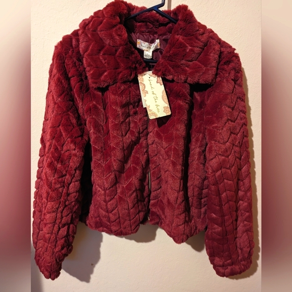 SOLD****Band of Gypsies (the Free) Val Faux Fur Chevron Jacket NWT XS, S, & M - Picture 7 of 8